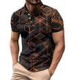 thumbnail image 2 of Hfolob Men's Polo Shirt Male Large Size Base Shirt Print Casual Collarless Shirt Button Shirts Classic Fit, 2 of 5