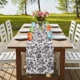 thumbnail image 4 of Spring Flowers 108 Inch Table Runner, Farmhouse Dark Blue Pastoral Floral Leaf Farmhouse Dresser Scarf Cotton & Linen Tablerunner for Dining/Kitchen Island/Holiday Party Décor 13" x 108", 4 of 9