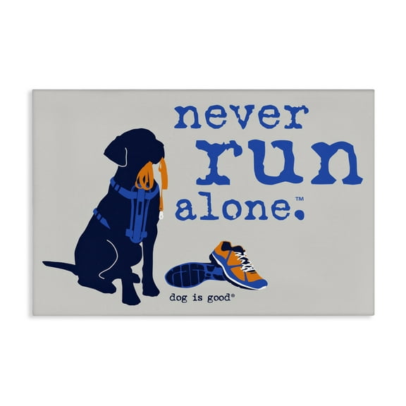 Stupell Industries Never Run Alone Dog Animals Painting Wrapped Canvas Art Print Wall Art, 24 x 16