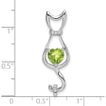 thumbnail image 3 of 14K White Gold Peridot And Diamond Cat Pendant (Width 10.3) (Length 32.6) - Jbsp, 3 of 5