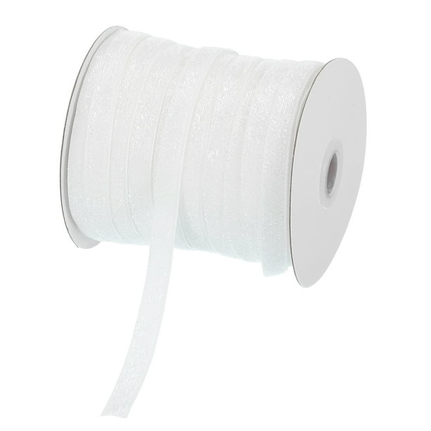 Cinta de Terciopelo Brillante Uxcell, Rollo de Tela Metálica Brillante para Envolver Regalos, Manualidades, Lazos para el Cabello, Coronas y Decoraciones Blancas