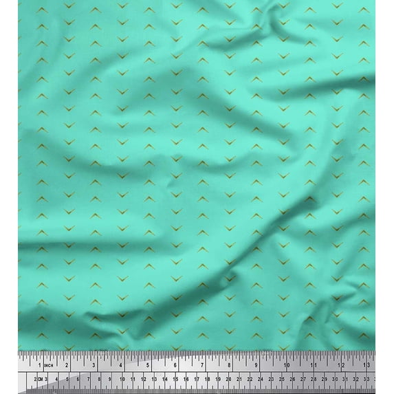 Soimoi Green Rayon Fabric Geometric Arrow Tribal Printed Fabric 1 Yard 42 Inch Wide