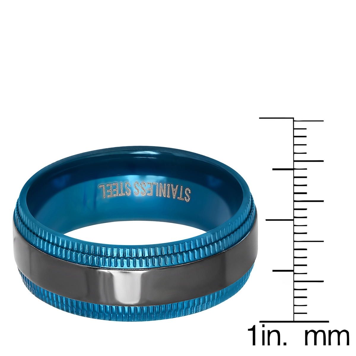 Men's Two Tone Black IP Stainless Steel Milgrain Band Ring