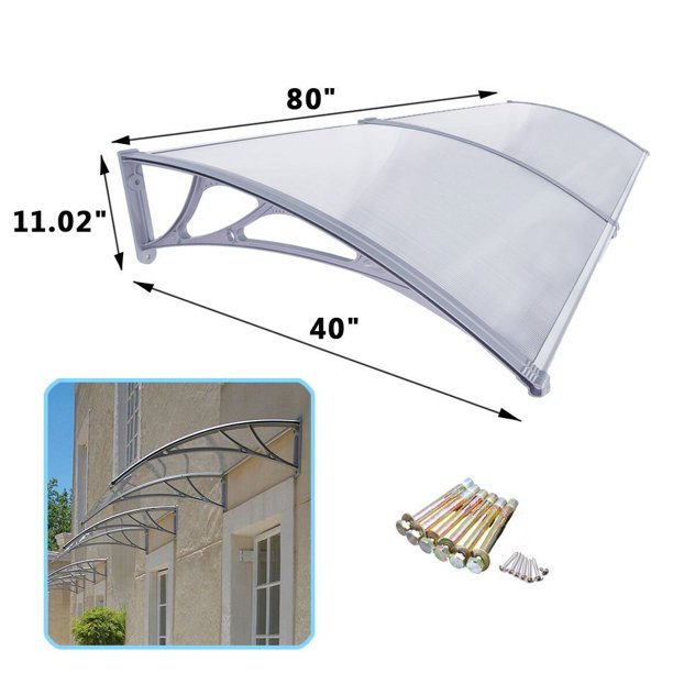 Ktaxon 40"X80" Window Awning Outdoor Polycarbonate Front Door Patio