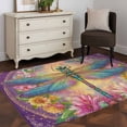 thumbnail image 3 of Area Rug for Living Room, Purple Dragonfly Non-Slip Indoor Large Carpet for Bedroom/Dining Room, Colorful Flowers Watercolor Chic Floral Plant Washable Low-Profile Floor Mat Runner Rugs - 3 x 5 Ft, 3 of 8
