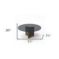 thumbnail image 4 of HomeRoots 487878 30 x 71 x 71 in. Smoked & Walnut Rounded Glass & Solid Manufactured Wood Dining Table, 4 of 5