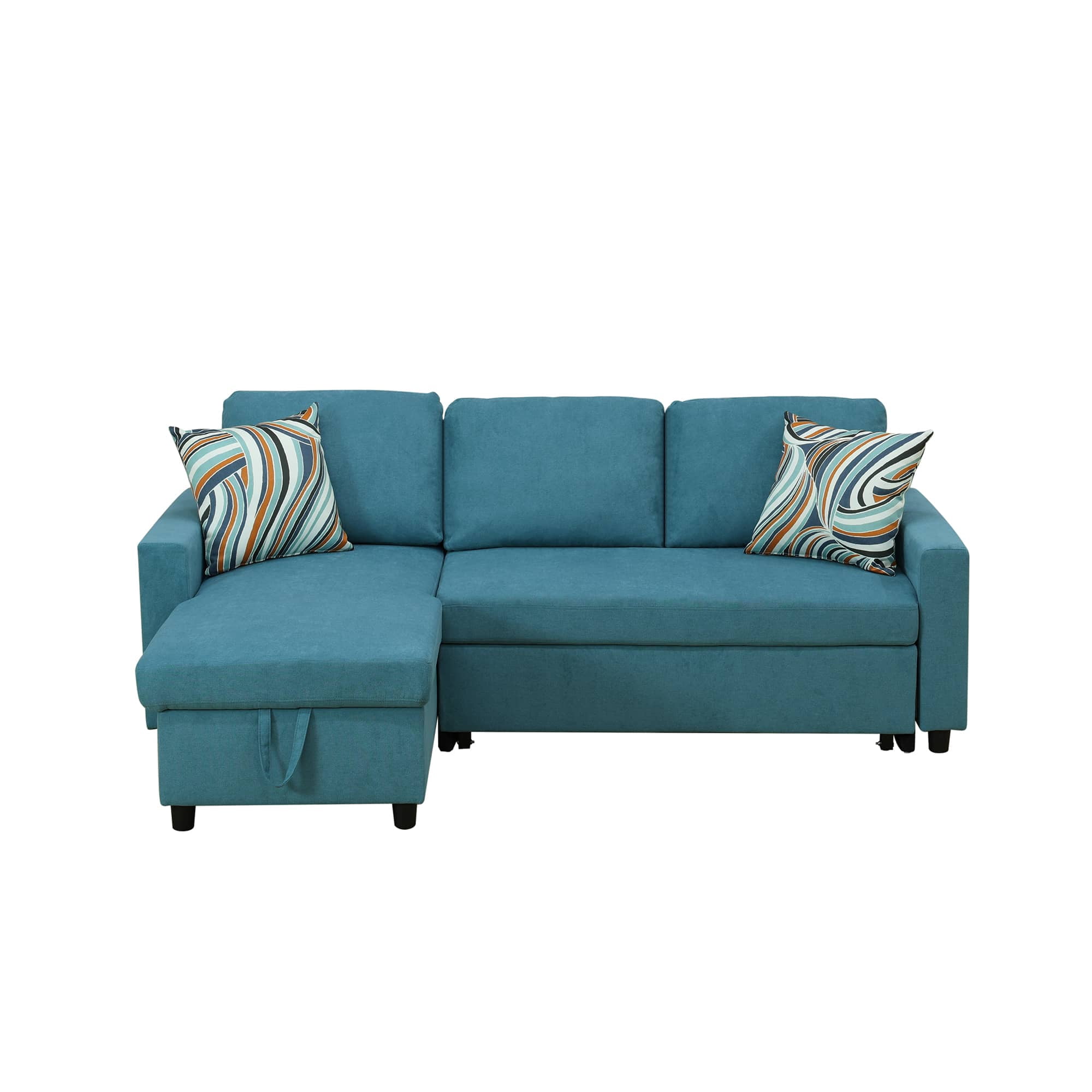 MAYEERTY 83.6" Convertible Fluffy Fabric 2-Piece Couch Upholstered Loveseat with Plush Velvet Texture Sofa Bed，Cyan Blue