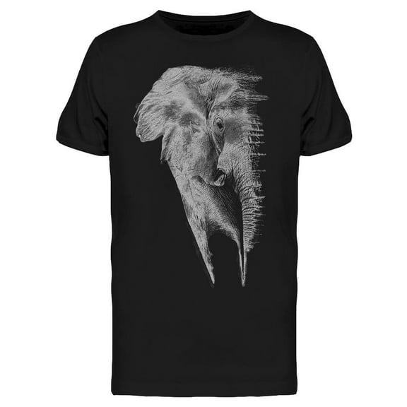 Half Face, Elephant, Artistic T-Shirt Men -Image by Shutterstock, Male x-Large