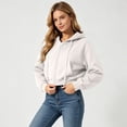 thumbnail image 4 of Zip Up Hoodie for Women Long Sleeve Plain Drawstring Hooded Sweatshirt Solid Color Fall Clothes Y2k Fashion Jackets, 4 of 5