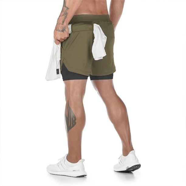 2023 Camo Running Shorts Hombres 2 en 1 de dos pisos de secado rápido GYM Sport Shorts Fitness Jogging Workout Shorts Hombres Deportes Pantalones cortos Tan Jianjun unisex