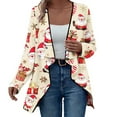 thumbnail image 3 of Roncen Women's Casual Christmas Printed Cardigan Long Sleeve Coat - Stylish Open Front Loose Fit Knit Sweater - Comfortable Loungewear for Holiday Season Outfits, 3 of 7