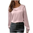 thumbnail image 3 of Tops de verano,Blusa informal de manga larga para mujer, cuello redondo, poliéster, largo regular, para uso diario, sopatenor, 3 of 9