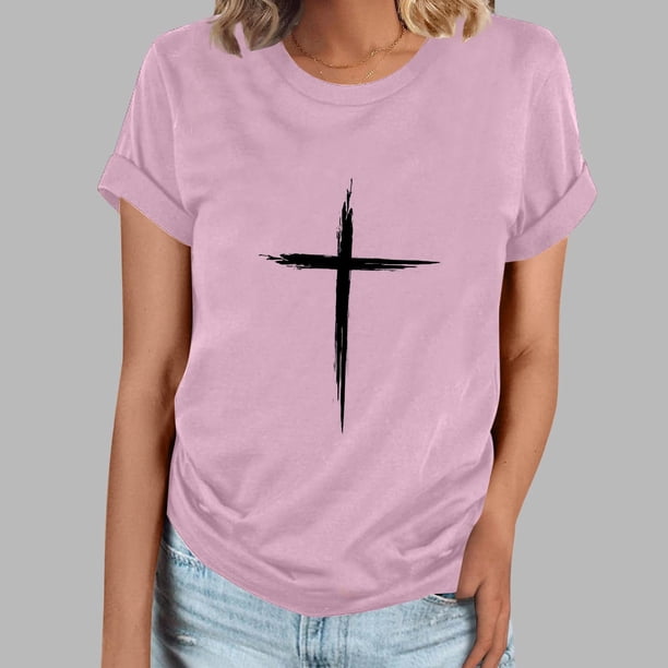 Fiudx Ofertas Flash Artículos En Oferta Camiseta Informal de Manga Corta con Cuello Redondo Estampada para Mujer