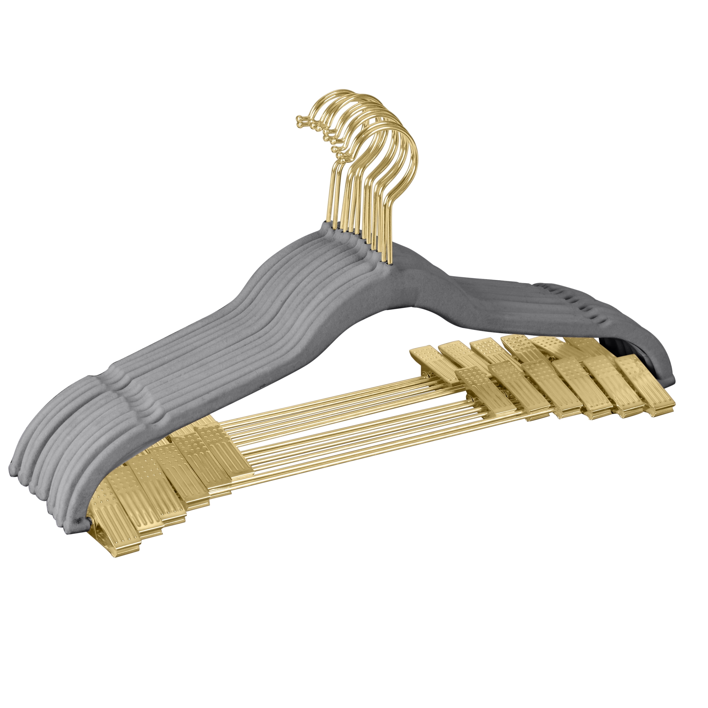 Simplify 6 Pack Velvet Hangers with Clips in Grey