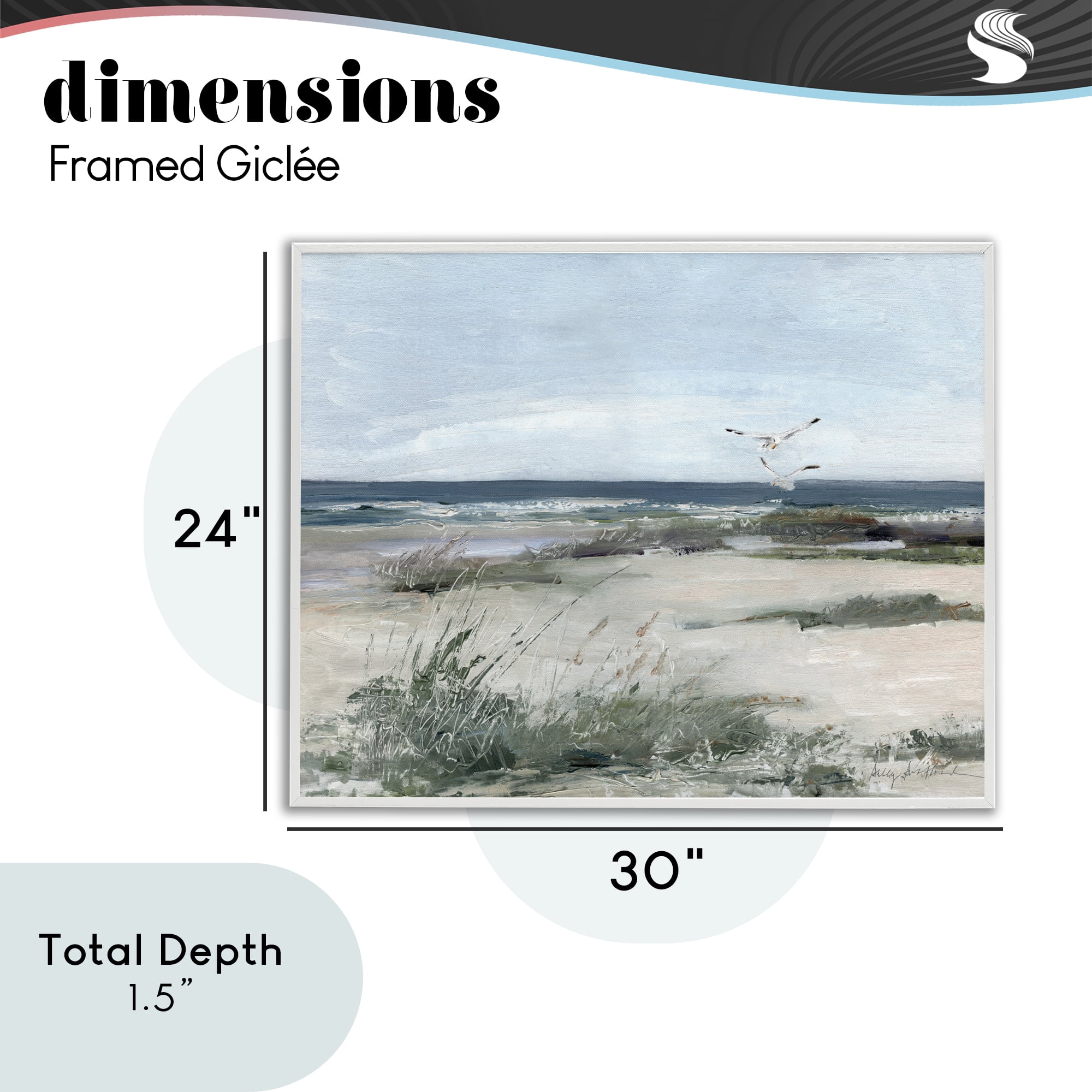 Stupell Industries Seagull Pair over Waves White Framed Giclee Art, design by Sally Swatland