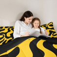 thumbnail image 4 of Homewish Classic Swirl Lines Queen Comforter Set,Modern Abstract Art Comforter Sets Queen,Yellow Black,Black Reversible,3 Pieces,1 Comforter and 2 Pillowcases, 4 of 7
