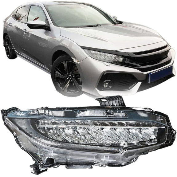Genrics Front Right Headlight Assembly Replacement for 2016-2019 Honda Civic Passenger Side Full LED Projector Headlight Headlamp 33100TBAA11