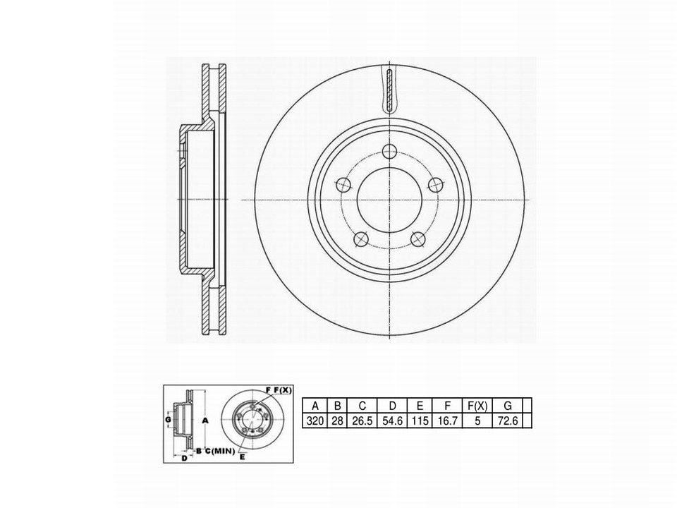 UltraHC Coated High Carbon Brake Rotor, Front UR001651, Dodge Charger 2020-2006