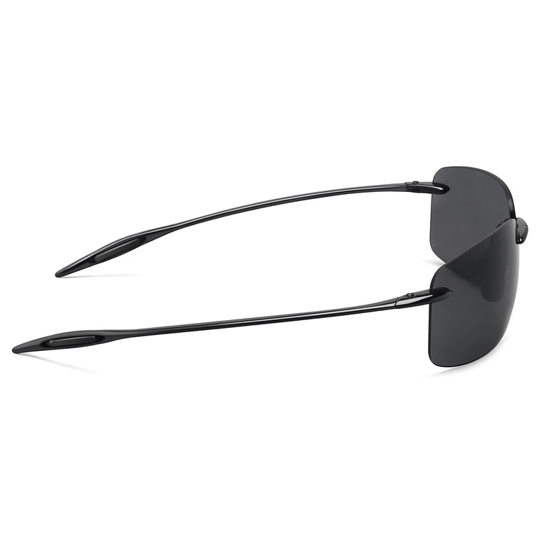 MAXJULI Sports Polarized Sunglasses For Big Heads — TR90 Rimless Frame For Running, Fishing, Driving (8001XXL)