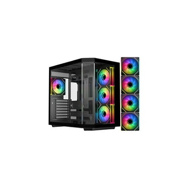 DIYPC ARGB-N3-BK Black USB3.0/ Type C Tempered Glass E-ATX /ATX Gaming Computer Case w/ 3 x Tempered Glass Panel and 4 x ARGB PWM Fans (Pre-Installed). Support  BTF Back Plug MB