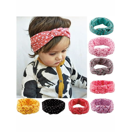 Baby Headband, Coxeer 8 Pcs Polka Dot Headband Toddler Infant Baby Kids Girls Flower Hair Band Accessories for (Best Beans For Baby)