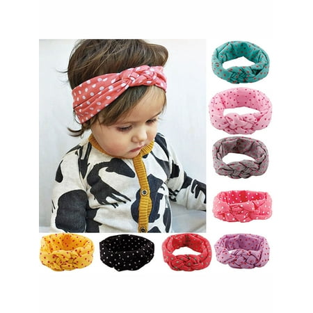 Polka Dot Nylon Headband - Baby Headband, Coxeer 8 Pcs Polka Dot Headband Toddler Infant Baby Kids Girls Flower Hair Band Accessories for Kids