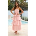 thumbnail image 6 of Mawalde Women Summer Strapless Maxi Dress Ruffle Tiered Solid Backless Smocked Elegant Flowy Beach Long Dresses Pink XL, 6 of 8