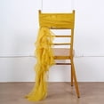 thumbnail image 3 of BalsaCircle 6 Mustard Yellow Premium Solid Curly Chiffon Chair Sashes Slipcovers, 3 of 8