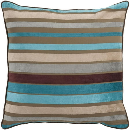 18 Bright And Vibrant Brown And Teal Striped Decorative Throw