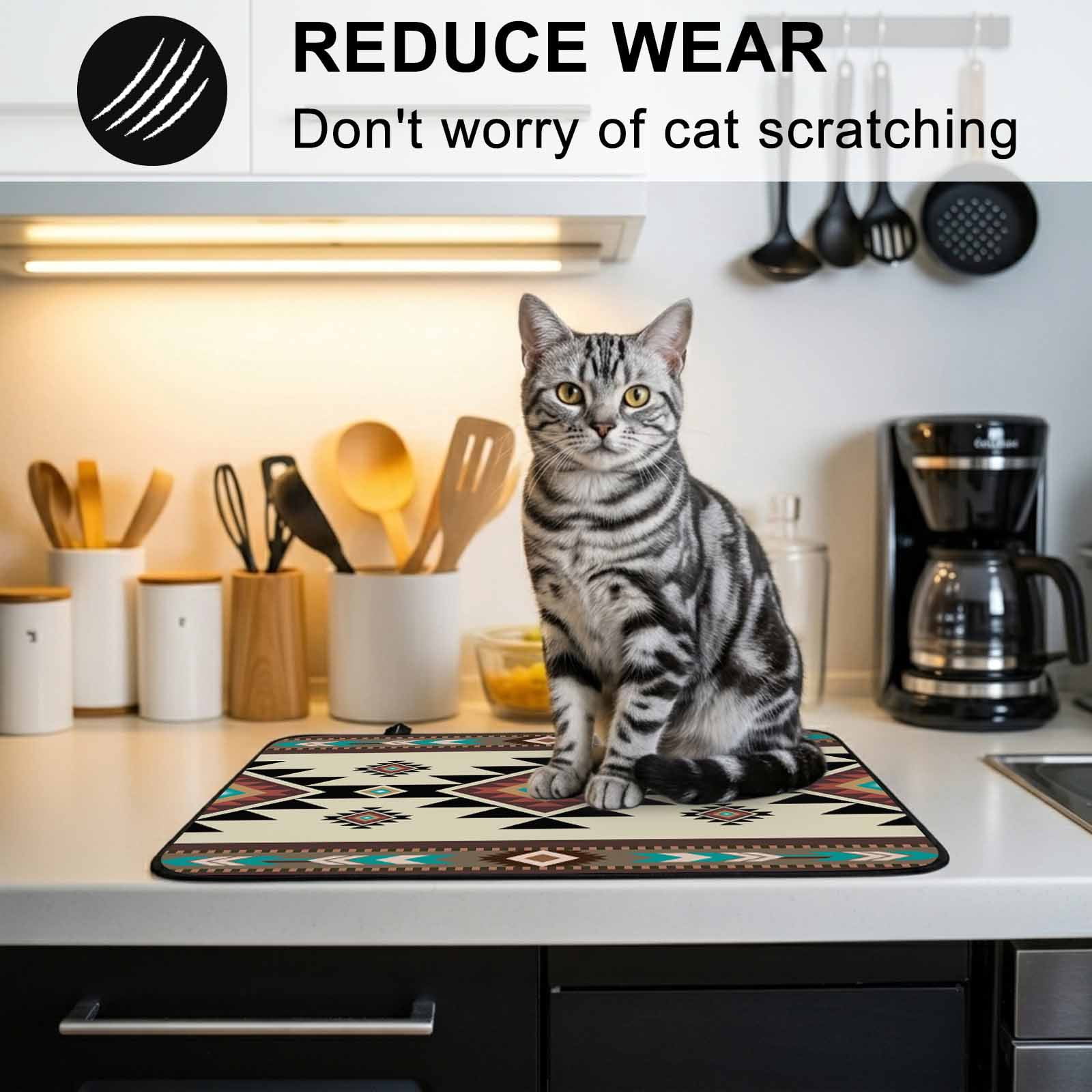 Southwest Geometric Stove Top Cover for Electric Stove, Heat-proof & Non Slip Glass Top Stove Cover Protector, Brown Mexican Aztec Boho Tribal Kitchen Flat Cooktop Rubber Mat 24x21 Inches