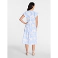 thumbnail image 3 of Time and Tru Women's Cotton Double Cloth Midi Dress with Short Flutter Sleeves, Sizes XS-XXXL, 3 of 5