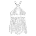 thumbnail image 3 of Zaldita Kids Girls Latin Dance Hip Hop Jazz Performance Costume Sparkly Tassel Leotard Fringed Bodysuit Dancewear Silver 8, 3 of 6