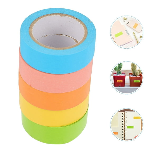 PAMINGONO 5 Rolls Washi Tape Sticker Assorted Color for DIY Fresh Style and Craft Projects Washi Paper