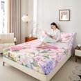 thumbnail image 4 of Castle Fairy Teens Flying Butterflies Twin Sheet Sets 3pcs,Spring Garden Flowers Twin Fitted Sheet Microfiber,Dreamy Princess Floral Breathable Flat Sheet,Lightweight Room Decor, 4 of 7