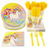 Unicorn Party Supply Plate Napkin Cup Fork Spoon Knives 24 Guest Dinnerware Set