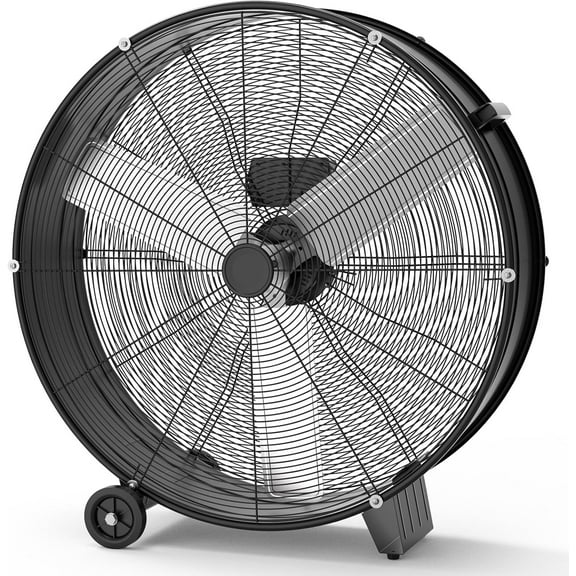 Litake 30 Inch Industrial Drum Fan, 3-Speed High Velocity Floor Fan, Heavy Duty Metal Air Circulator with Caster Handle for Patios, Warehouses, Commercial, Factories and Workshops