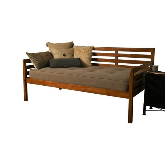 Pemberly Row Daybed in Barbados Finish with Linen Stone Mattress