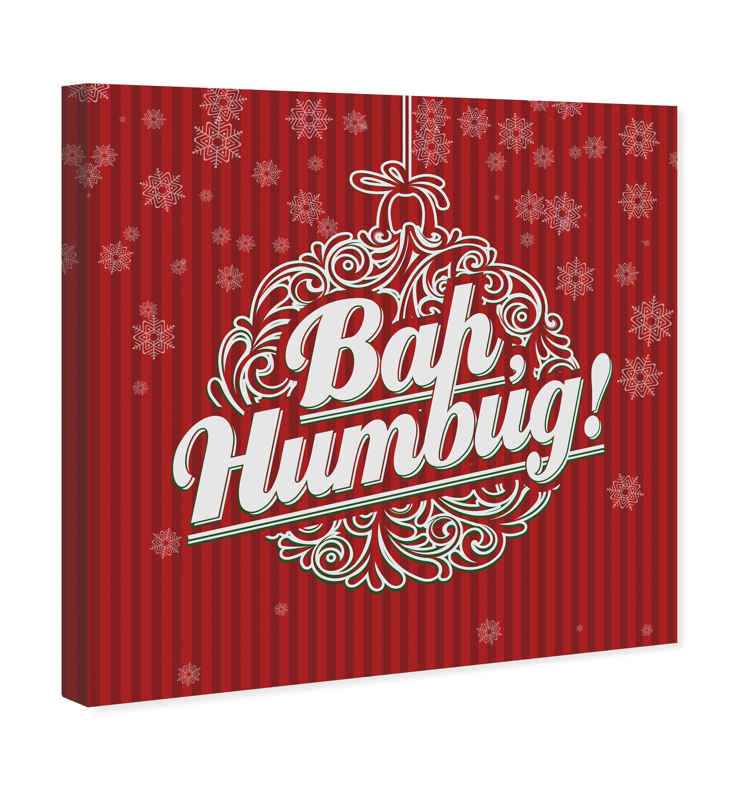 Wynwood Studio Holiday and Seasonal Wall Art Canvas Prints 'Bah Humbug' Christmas Home Décor - Red, White, 30" x 30"