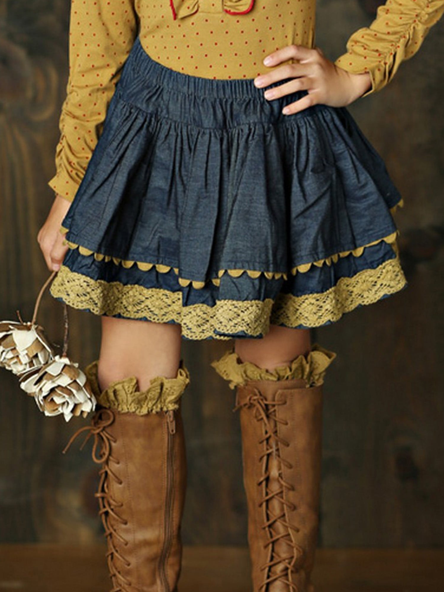 Mustard Pie Mustard Pie Little Girls Navy Woodland Magic Elastic