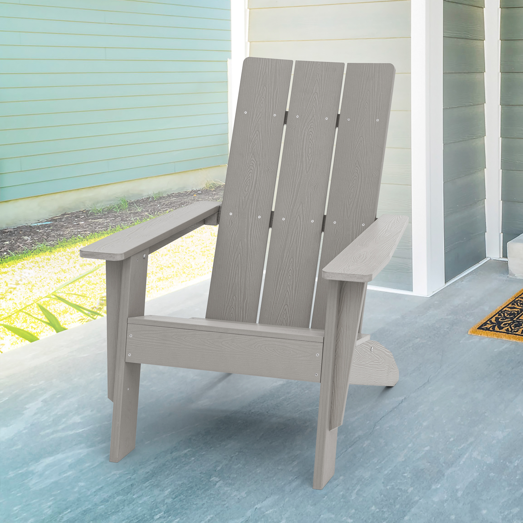 CHYVARY 1 Peak Adirondack Chair, Patio Outdoor Plastic Resin Furniture,Light Gray - image 1 of 7