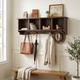 thumbnail image 2 of Costway Hanging Entryway Shelf Coat Rack Wall Mounted Storage Cabinets Brown, 2 of 10