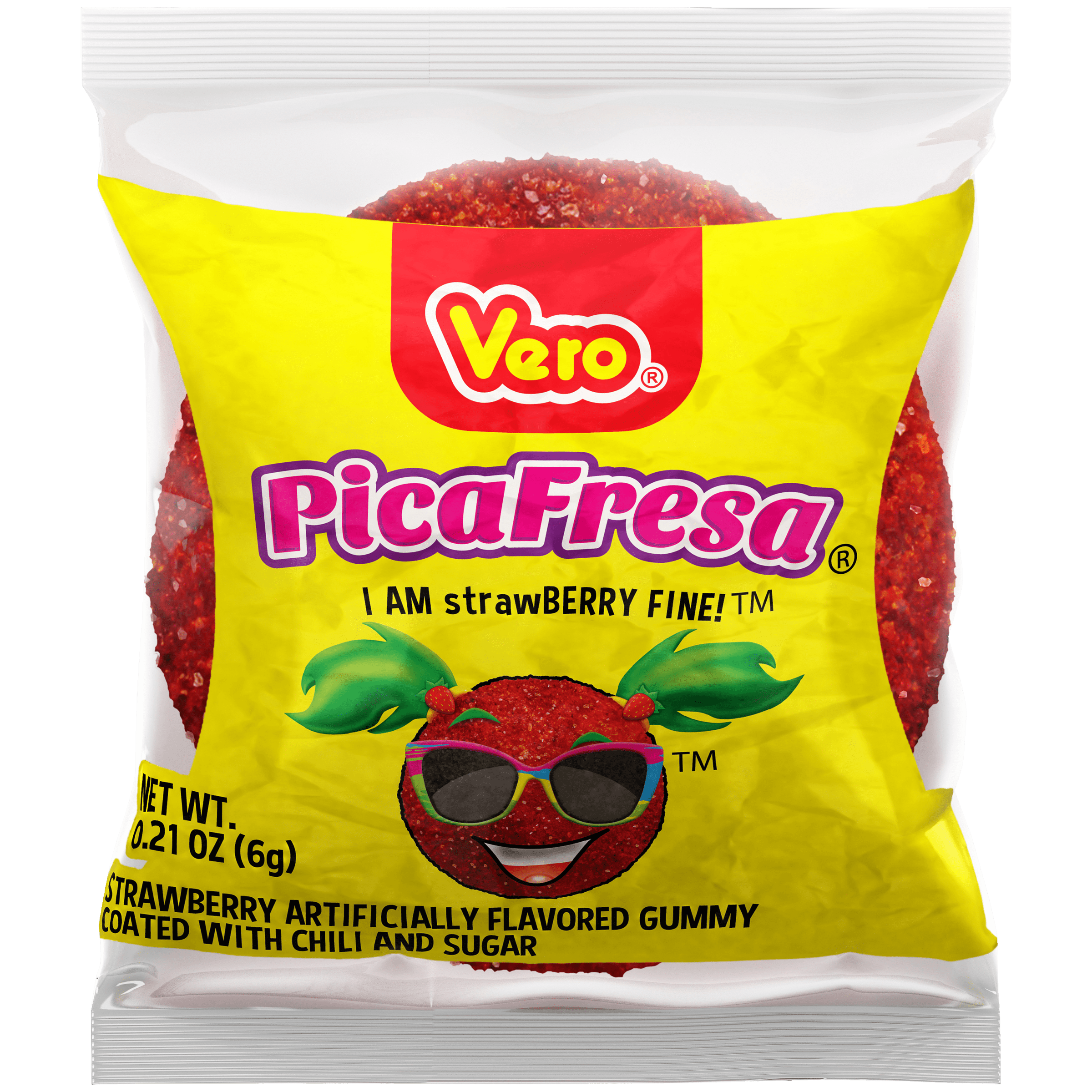 (4 pack) Vero Picafresa Strawberry Gummies with Chili Pepper Powder, 0.21 oz, 100 Count Bag