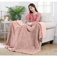 thumbnail image 6 of Elle Decor Solid Plush Oversized Throw Blanket - Silky Soft and Cozy Flannel Fleece, for Bed and Couch - Rose Smoke - Size 60" x 70", 6 of 6