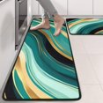 thumbnail image 2 of Kitchen Rugs Sets Of 2,Blue and Gold Marble Glitter Streaks Pattern Anti Fatigue Kitchen Mat Rugs Non Slip Washable,Decorative Kitchen Floor Mats for Kitchen,Sink,Laundry,17"x47"+17"x47", 2 of 5