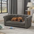 thumbnail image 2 of Hassch 38" Pet Couch for Medium and Large Dogs, Soft Linen Dog Bed, Thick Padded Pet Sofa, Dark Gray, 2 of 8
