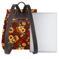 thumbnail image 3 of Balery Red Plaid Sunflower Mochila de Cuero para Mujeres, Gran Capacidad, Bolsa de Viaje Multifuncional, Mochila de Cuero y Bolsa de Hombro para Mujeres, 3 of 4