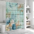 thumbnail image 6 of Teal Beach Coastal Shower Curtain, Waterproof Shower Curtains for Bathroom, Summer Nautical Coral Shell Botanical Vintage Washable Fabric Bathtub Curtain Set Bath Decor with 12 Hooks 48"x72", 6 of 8