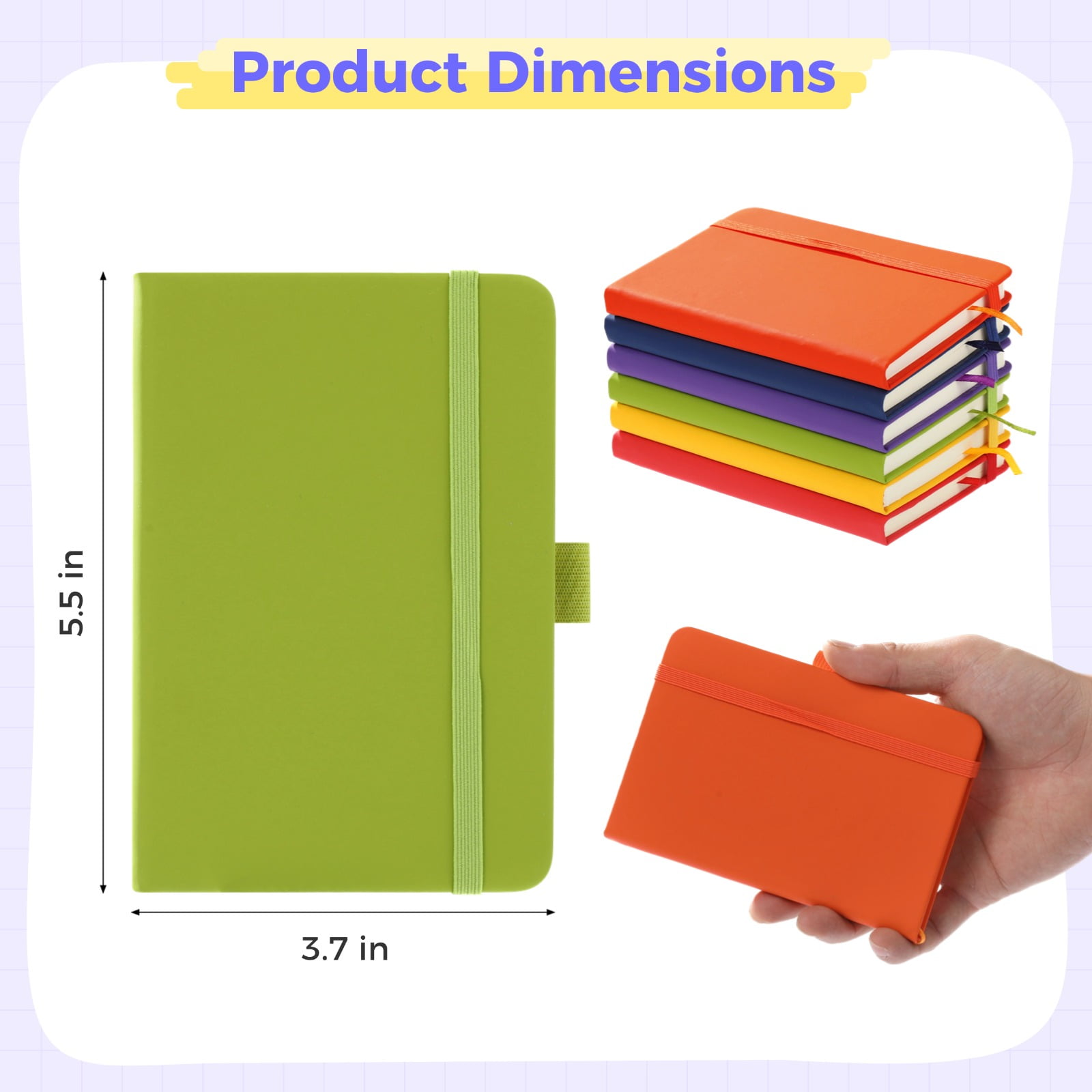 Small Notebooks A6 Pocket Journal 12 Pack, 80 Sheets/160 Pages, Elastic Closure, Pen Holder, Page Marker, 6 Colors, 5.5 x 3.7 in