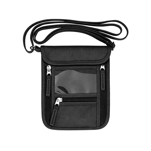 GASTROPOD Passport Holder Neck Pouch Travel Wallet for Women and Men,Rfid Blocking Security Slim Traveling Wallet with Around Neck Lanyard Strap,Black