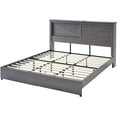 thumbnail image 5 of Papajet King Bed Frame with Bookcase Headboard & Charging Station, 2 Storage Drawers, Grey, 5 of 10